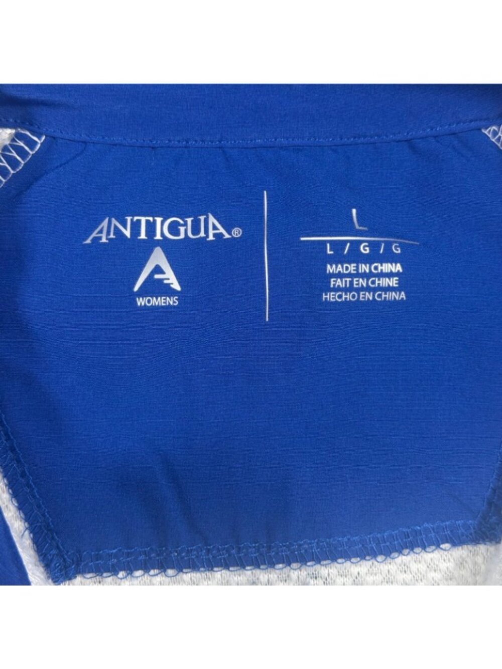 Antigua Women’s Sherpa Fleece Pullover Jacket Size L White Blue Quarter Zip - Picture 2 of 6